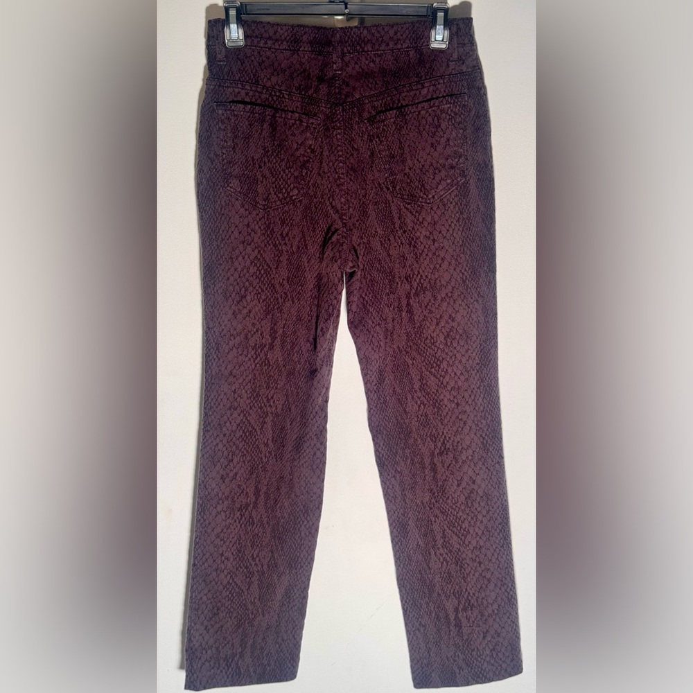 Faux snakeskin straight leg pants
